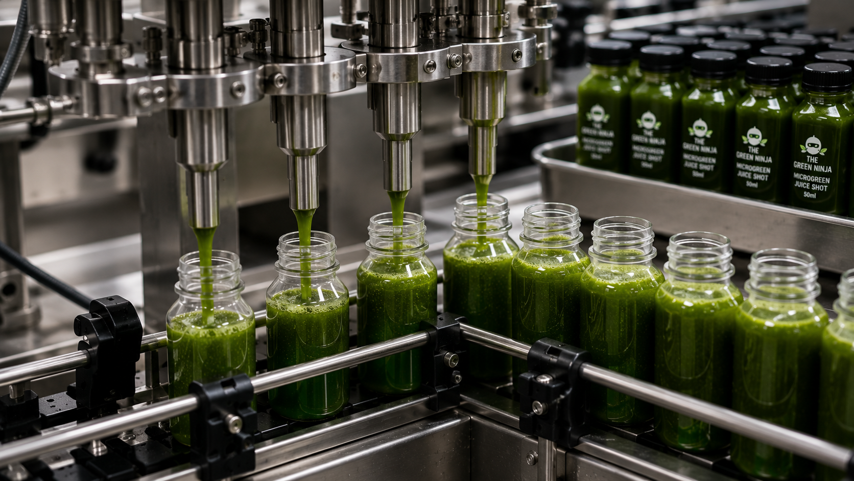 A 50ml Green Ninja microgreen juice bottle